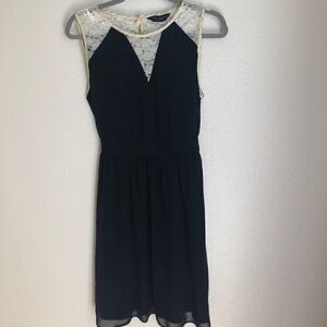 Casual Euro Navy and Lace Dress